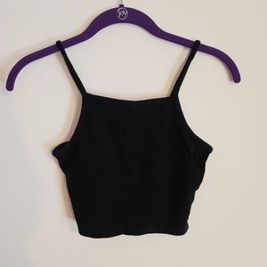 Black Ribbed Crop Top